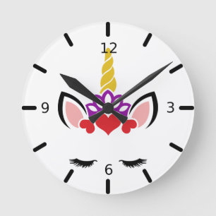 Cute Magique Unicorn Horloge ronde