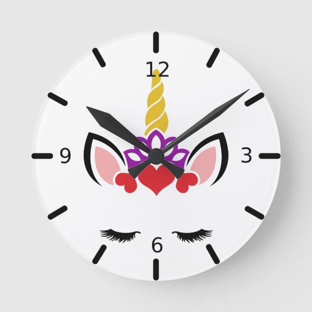 Cute Magique Unicorn Horloge ronde (Recto)
