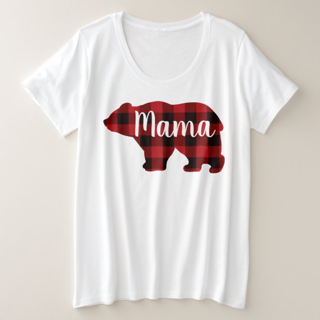 Cute Mama ours design rouge plaid mère jour cadeau (Design devant)