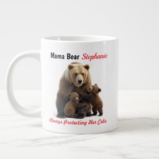 Cute Mama Ours et Cubs Mug personnalisé (Gauche)