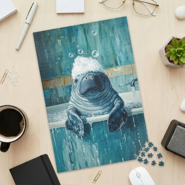 Cute Manatee in Bubble Bath Jigsaw Puzzle (Créateur téléchargé)