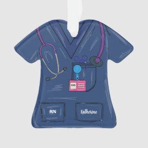 Cute Marine Personalized Nurse Scrub Noël