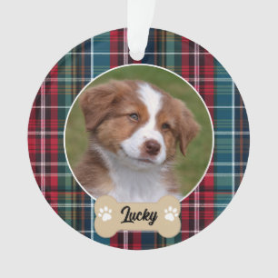 Cute Marine Rouge Vert Tartan Plaid Photo Chien Pe