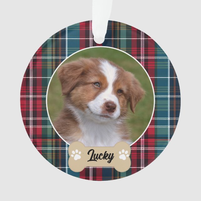 Cute Marine Rouge Vert Tartan Plaid Photo Chien Pe (devant)