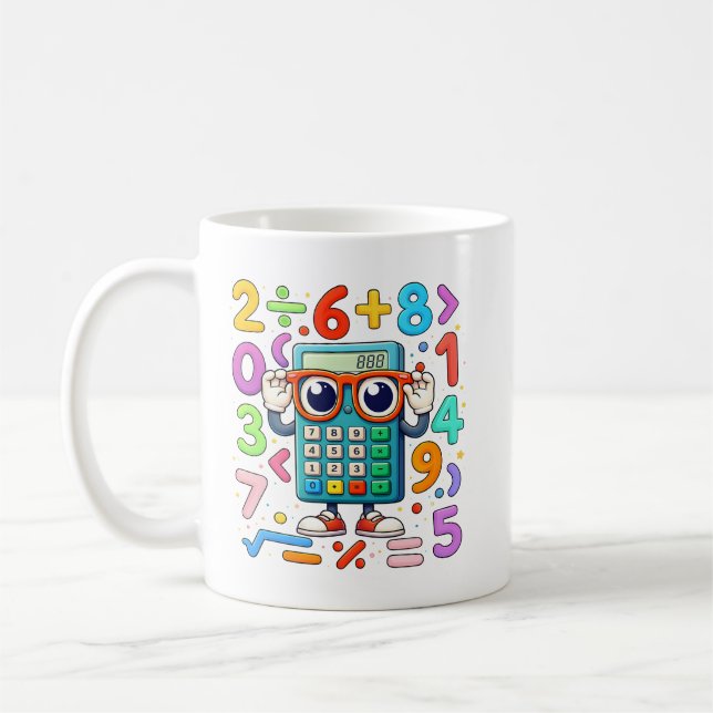 Cute Maths Calculator Numbers Mug for Kids (Gauche)