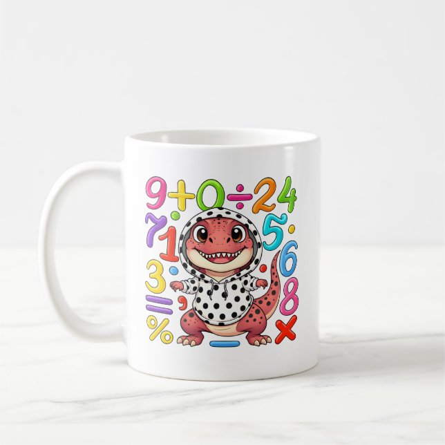 Cute Maths Dinosaur Numbers Mug for Kids (Gauche)