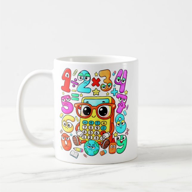 Cute Maths Numbers Calculator Mug for Kids (Gauche)