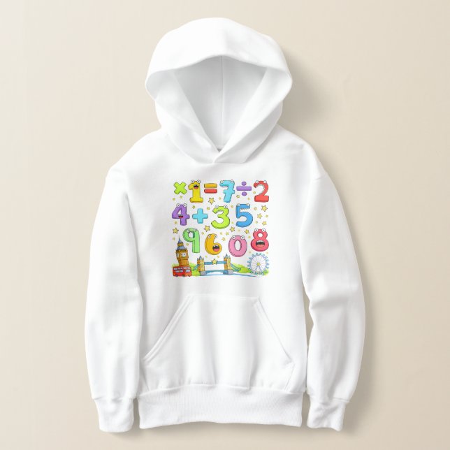 Cute Maths Numbers Equations Hoodie for Kids (Poser)