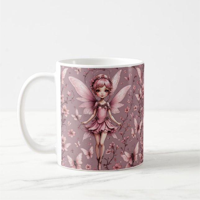 Cute Mauve Pixie Fairy Mug (Gauche)