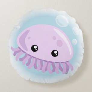 Cute méduse Coussin rond