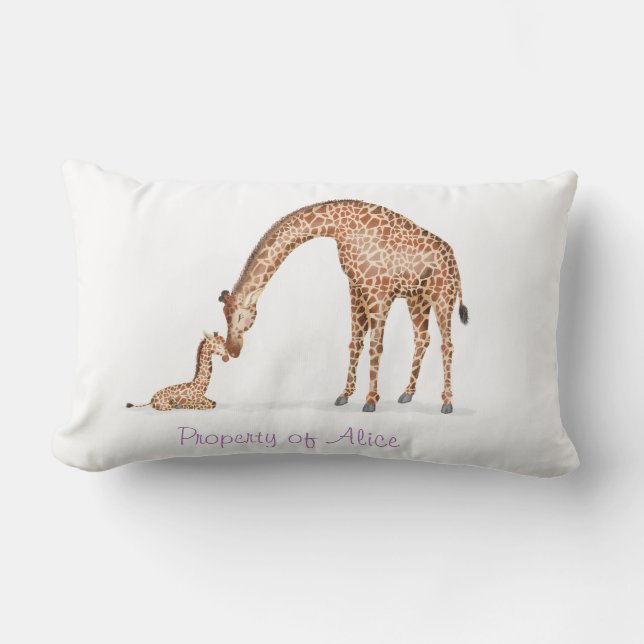 Cute mère et bébé girafe pouponnière coussin (Recto)