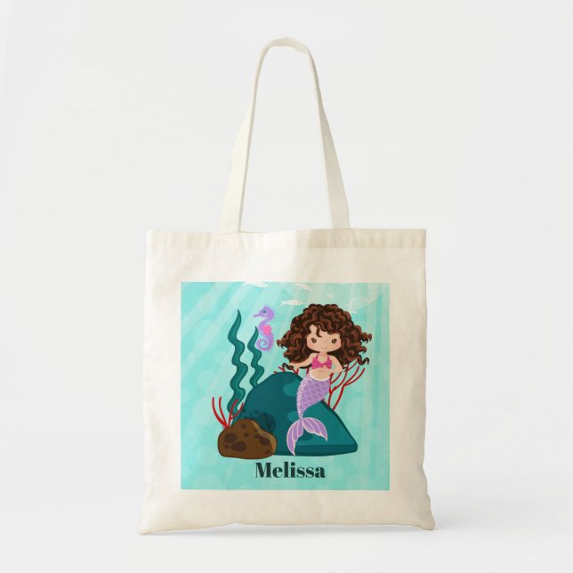 Cute mermadi ajouter nom filles sac fourre-tout (Devant)