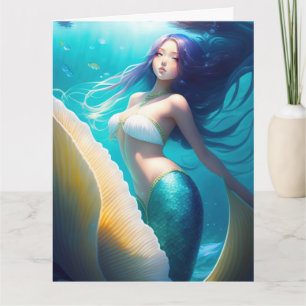 CUTE MERMAID FILLE ART BLANK CARTES DE REMERCIEMEN