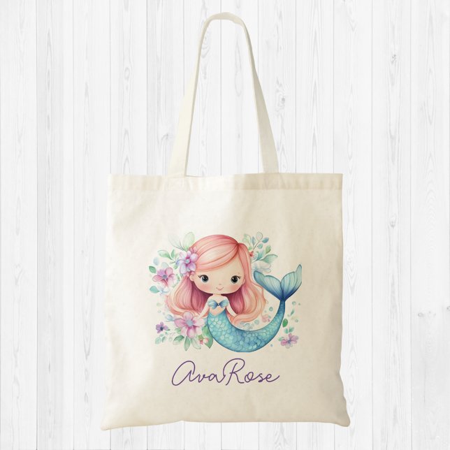 Cute Mermaid Girl Sac fourre-tout personnalisé (Créateur téléchargé)