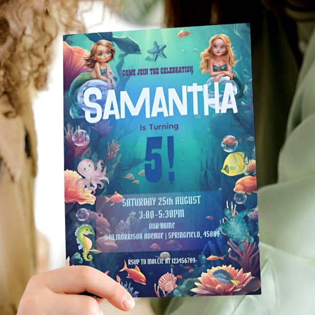 Cute Mermaid Invitation de fête d'anniversaire (Créateur téléchargé)
