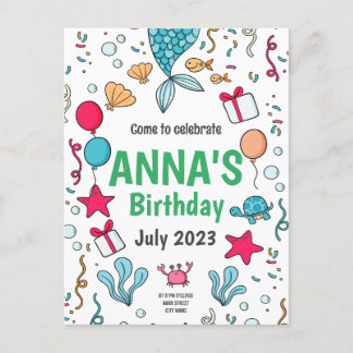 Cute Mermaid Tail, Mermaid Invitation Anniversaire