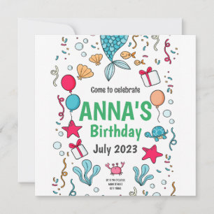 Cute Mermaid Tail, Mermaid Invitation Anniversaire