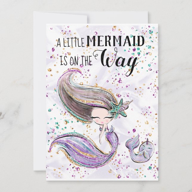 *~* Cute Mermaid Whaleicorn Baby shower Invitation (Devant)