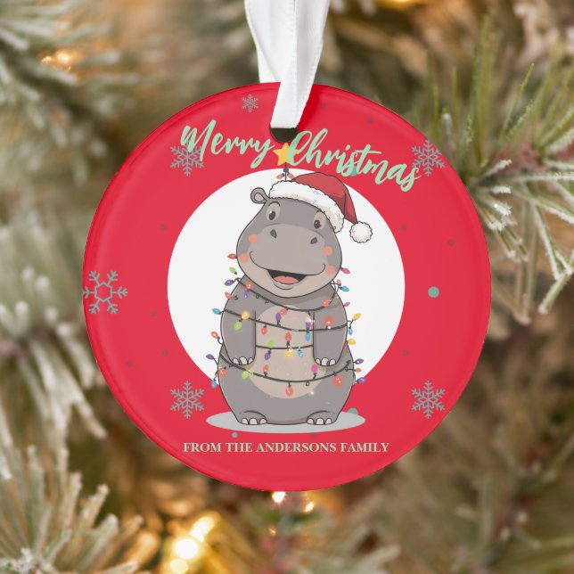 Cute merry Hippo christmas tree zoo safari Xmas  (Arbre)