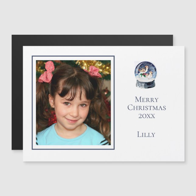 Cute Minimale Une Photo Globe De Neige De Noël (Devant / Derrière)