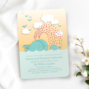 Cute Mint Whales Couples Baby shower Invitation