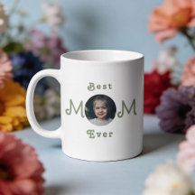 Cute Modern Best Mom Ever 2 Photo Mug
