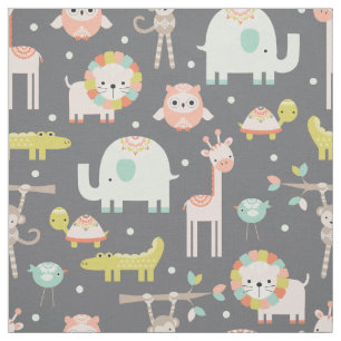 Cute Modern Jungle Animaux Nourriture tissu