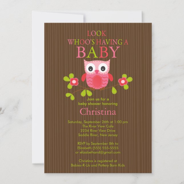 Cute Modern Owl Baby Shower Invitations (Devant)