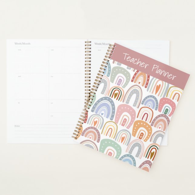 Cute Moderne Assorti Pastel Rainbow Enseignant (Devant avec enveloppe)