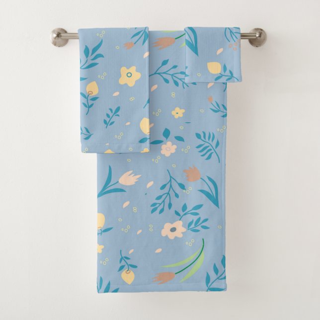Cute Moderne Motif Nature Floral Bleu Vintage (En situation)