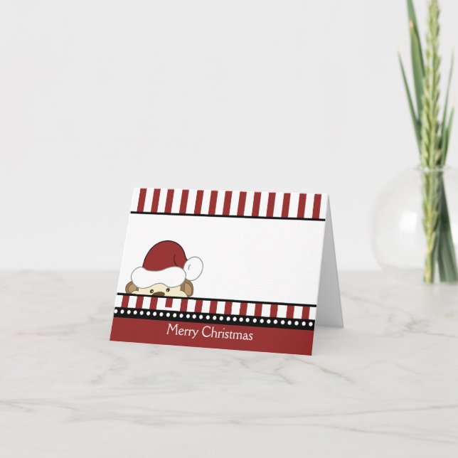 CUTE MONKEY PÈRE NOËL CARTE DE NOËL (Devant)