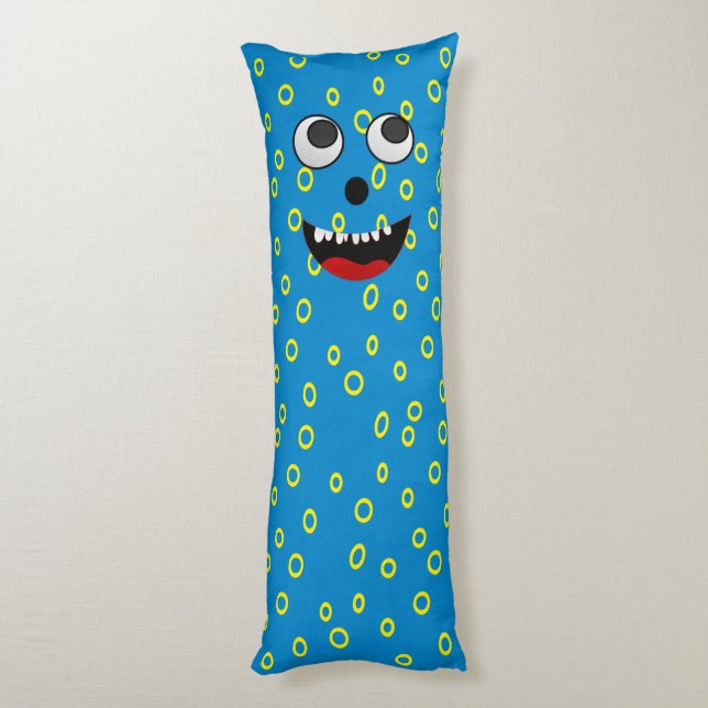 Cute Monster Bleu basané corps coussin (Dos (Vertical))
