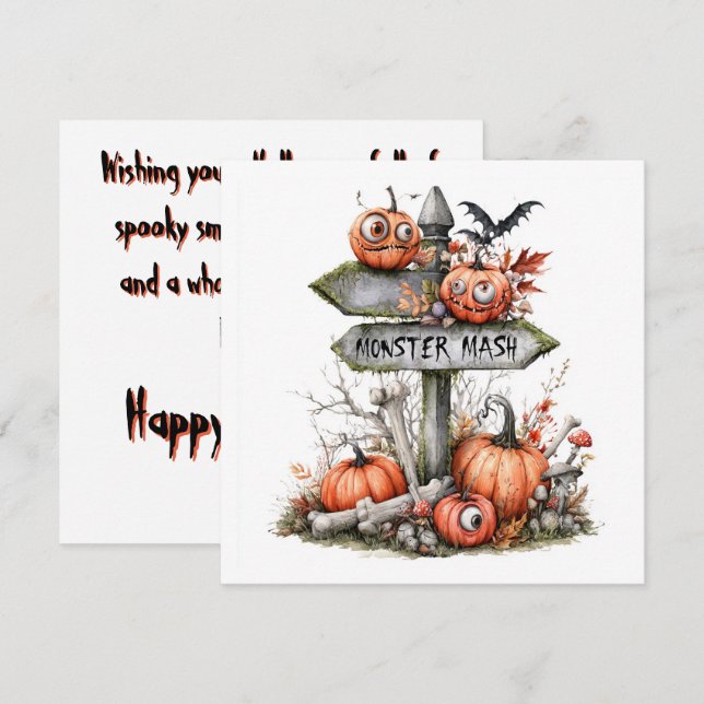 Cute Monster Mash Patch de citrouilles Halloween  (Devant / Derrière)