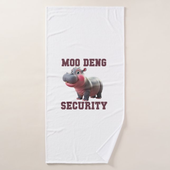 Cute MOO DENG SÉCURITÉ Papa Bébé Hippo Papa Parent (Serviette de bain)