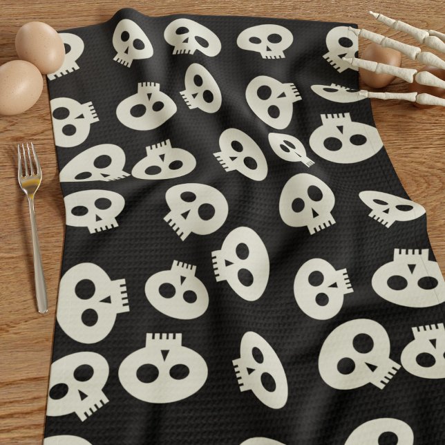 Cute Motif de crâne Halloween Serviette de cuisine (Cute skull pattern kitchen towel perfect for your Halloween Kitchen)