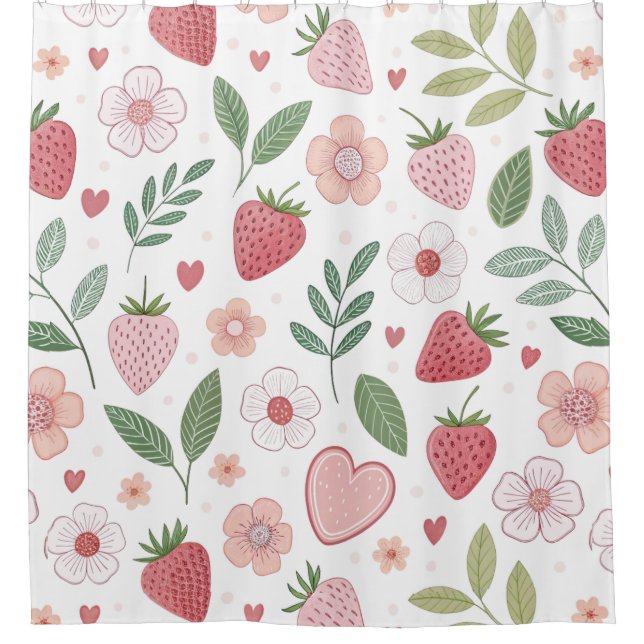 Cute Motif de fraise rideau de douche (Devant)