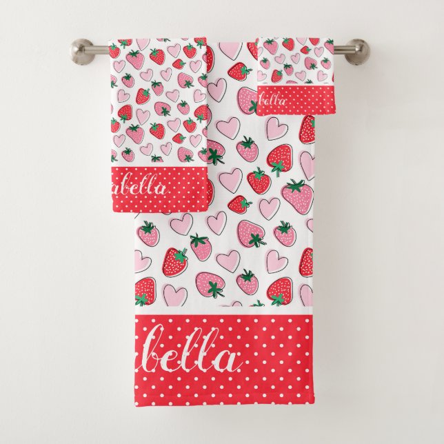 Cute Motif de fraises rouge et rose Personnalisé (En situation)