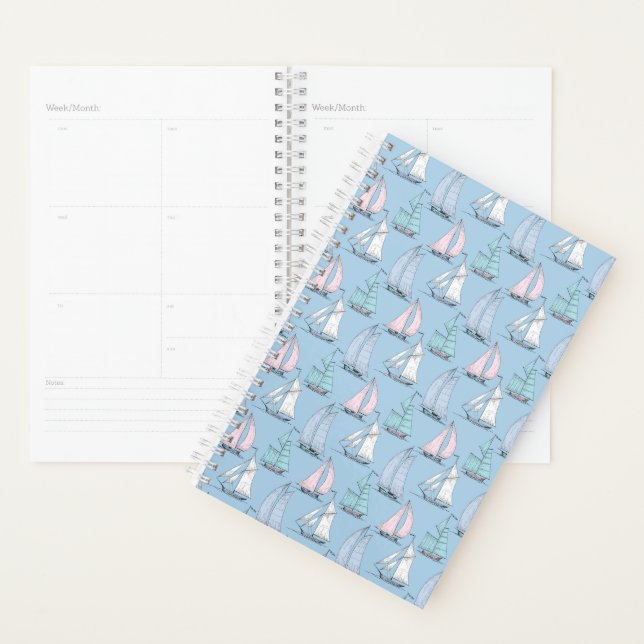 Cute Motif de voilier | Monogramme (Devant avec enveloppe)