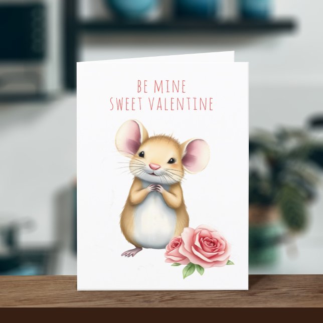 Cute Mouse Be Mine Carte Saint Valentin (Send this Valentine's to your boyfriend or girlfriend. They'll love you more than they already do)