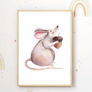 Cute Mouse Nursery Poster Enfants Décor Chambre