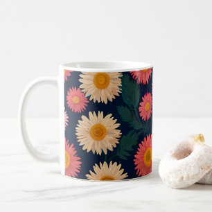 Cute Mug avec Motif de marguerite sur un bleu prof