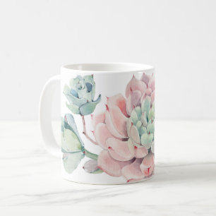 Cute mug avec succulents vert rose et nom