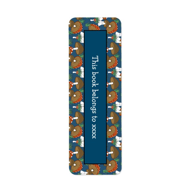 Cute Mushroom Doodle Livre Design Étiquette (Devant)