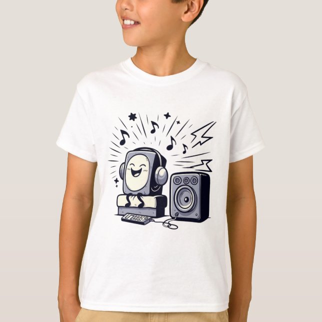 Cute Music Lover – Fun Cartoon Kids T-Shirt (Devant)