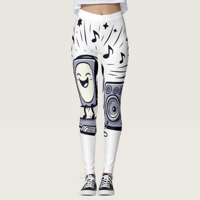 Cute Music Lover – Fun Cartoon Workout Leggings (Devant)