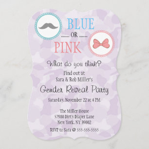 Cute Mustache & Bow Genre Reveillez Invitation