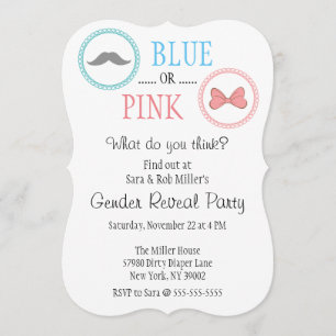 Cute Mustache & Bow Genre Reveillez Invitation