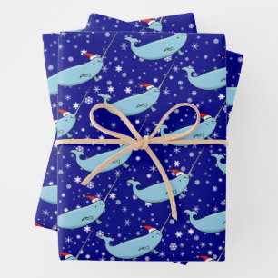 Cute Narwhal à Santa Hat Motif papier d'enveloppem