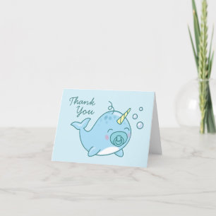 Cute Narwhal Baby shower Kawaii Merci Garçon bleu