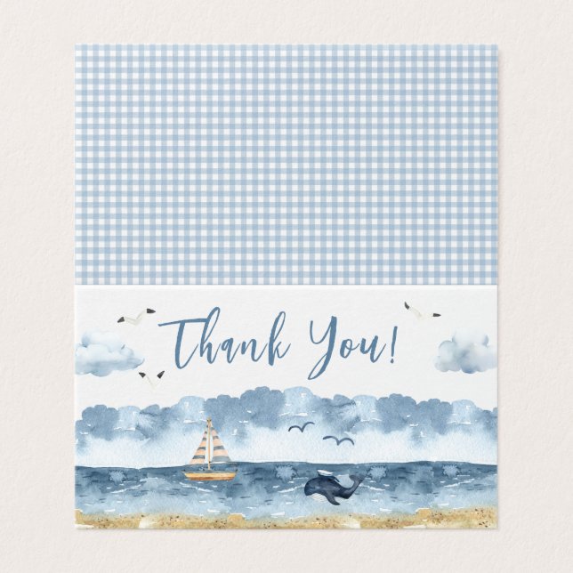 Cute Nautical Baby Boy Foldable Merci Cartes (Outside Unfolded)